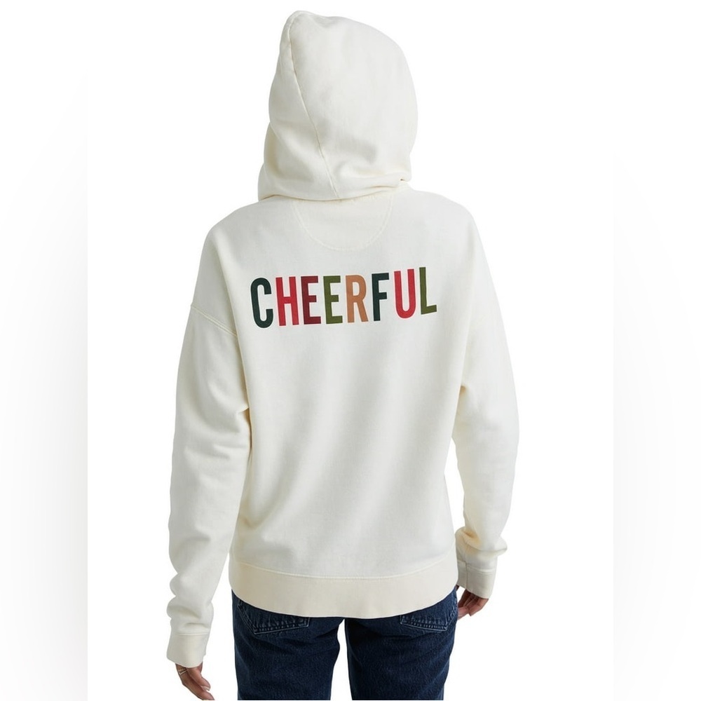 Hanes Originals Women’s Garment Dyed Hoodie NWT ‘Cheerful’ Christmas Off White